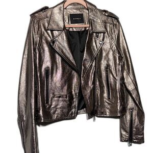 Blank NYC Metallic Gold Faux Leather Moto Jacket – Size 8 (M) EUC